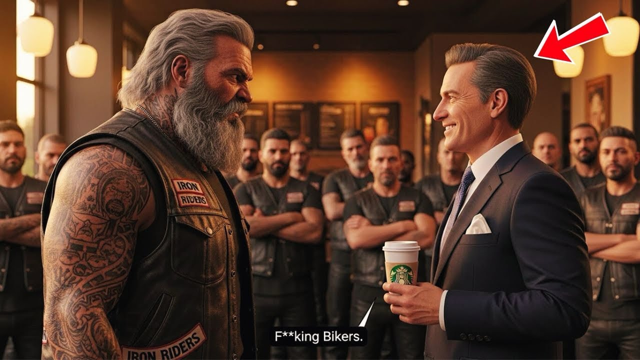 Millionaire Threw Hot Coffee on Biker’s Face — What Happened Minutes Later Made Him Beg