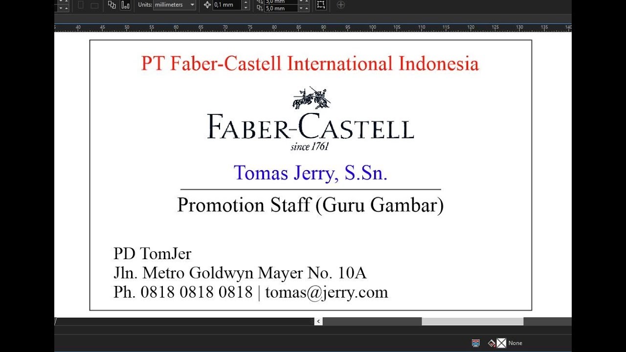  4 CorelDRAW Desain  Kartu  Nama  untuk Sales Faber Castell 