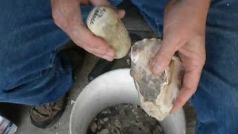 Knapping a biface using a moose antler billet