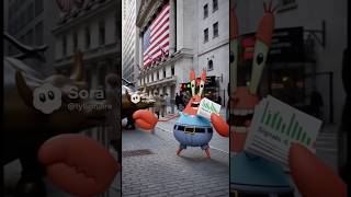Mr. Krabs selling trading signals at the New York stock exchange #fyp #viral #shorts #trading
