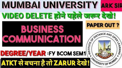 #PAPER_OUT? 2024  BUSINESS COMMUNICATION Sem 1 Important QUESTIONS Fy bcom Mumbai University idol