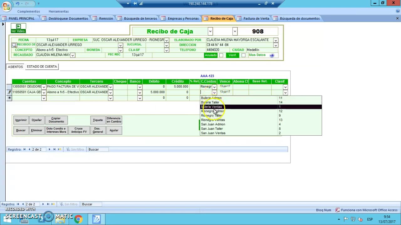 recibo de caja abono factura venta world office youtube