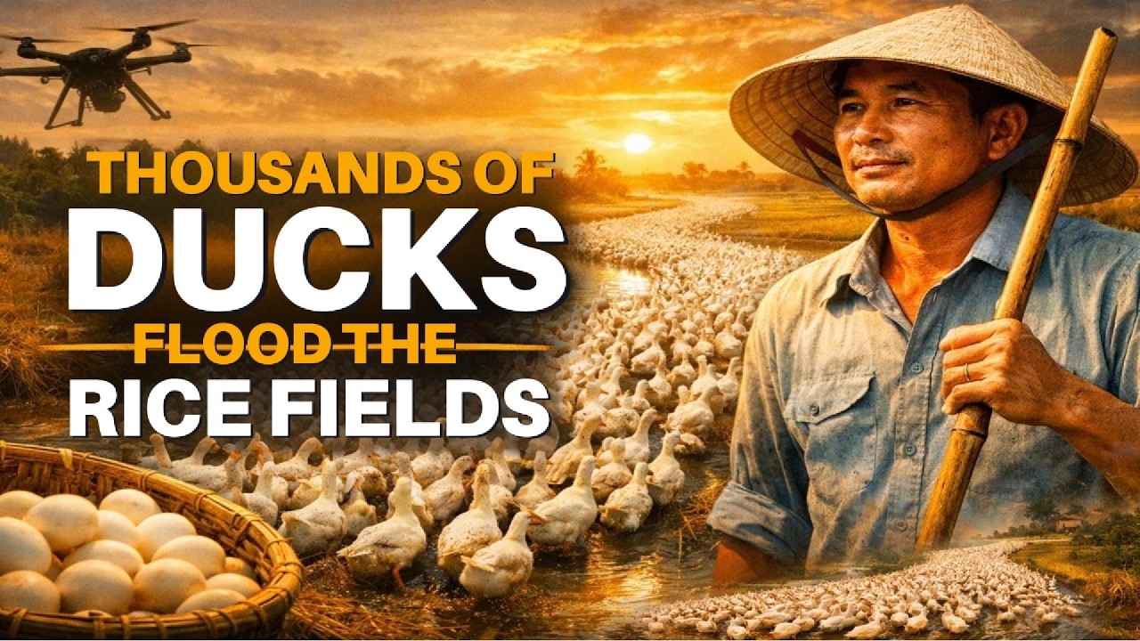 Thousands of Ducks Flood the Rice Fields