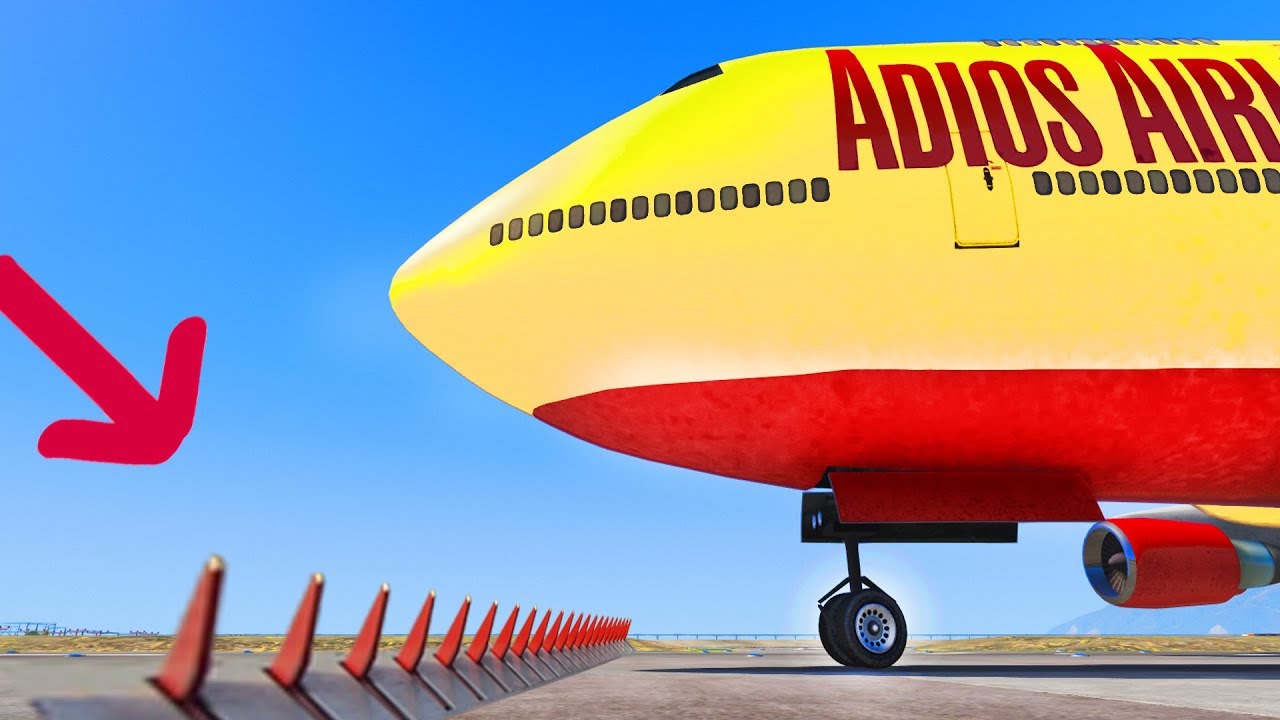 СКОЛЬКО ШИПОВ ОСТАНОВЯТ САМОЛЕТ - ЭКСПЕРИМЕНТЫ В ГТА 5 - YouTube