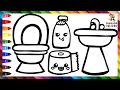 Dibuja y Colorea Un Baño 🚽🧻💦🧼🚰🌈 Dibujos Para Niños