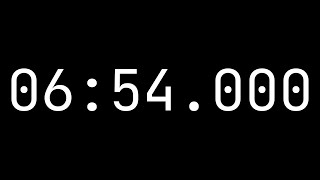 Countdown timer 6 minutes, 54 seconds [06:54.000] - White on black with milliseconds