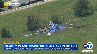 12 dead in crash of plane on skydiving outing in Missouri, authorities say