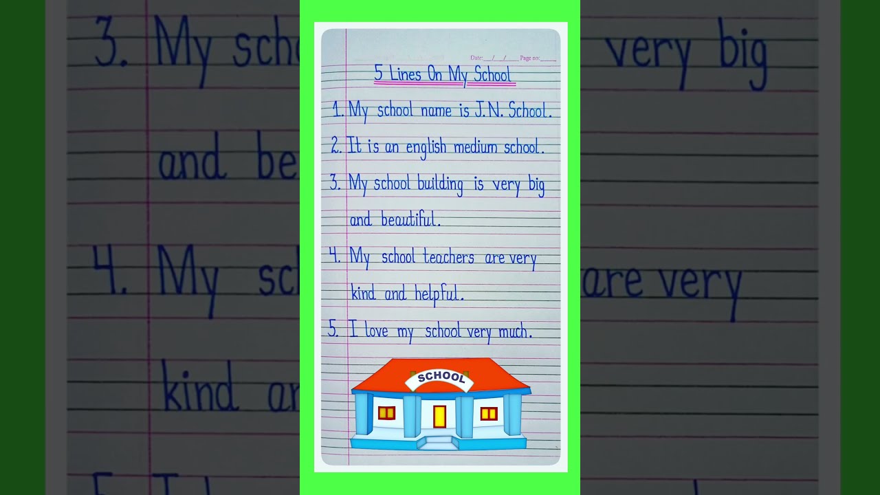 5 Lines On My School Essay Writing In English L