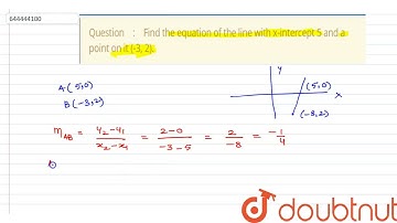 Find the equation of the line with x-intercept 5 and a point on it (-3, 2). | 10 | EQUATION OF A...