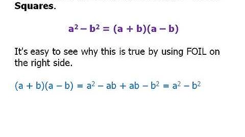 Algebra: Factoring - Difference of Two Squares