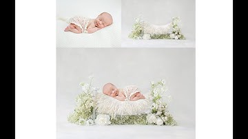 Newborn digital background composite tutorial - White collection  - flower bed