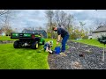 Digging  edging a garden bed sweet natey came out to help took way less time 