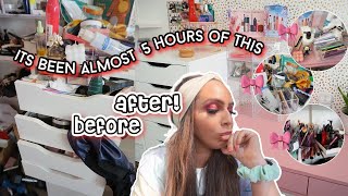reset with me 🎀✨ satisfying makeup organizing (throwing out stuff, declutter, clean my space)