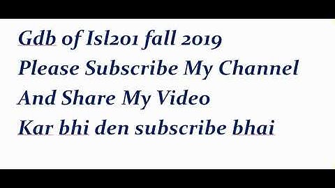 isl 201 gdb solution fall 2019