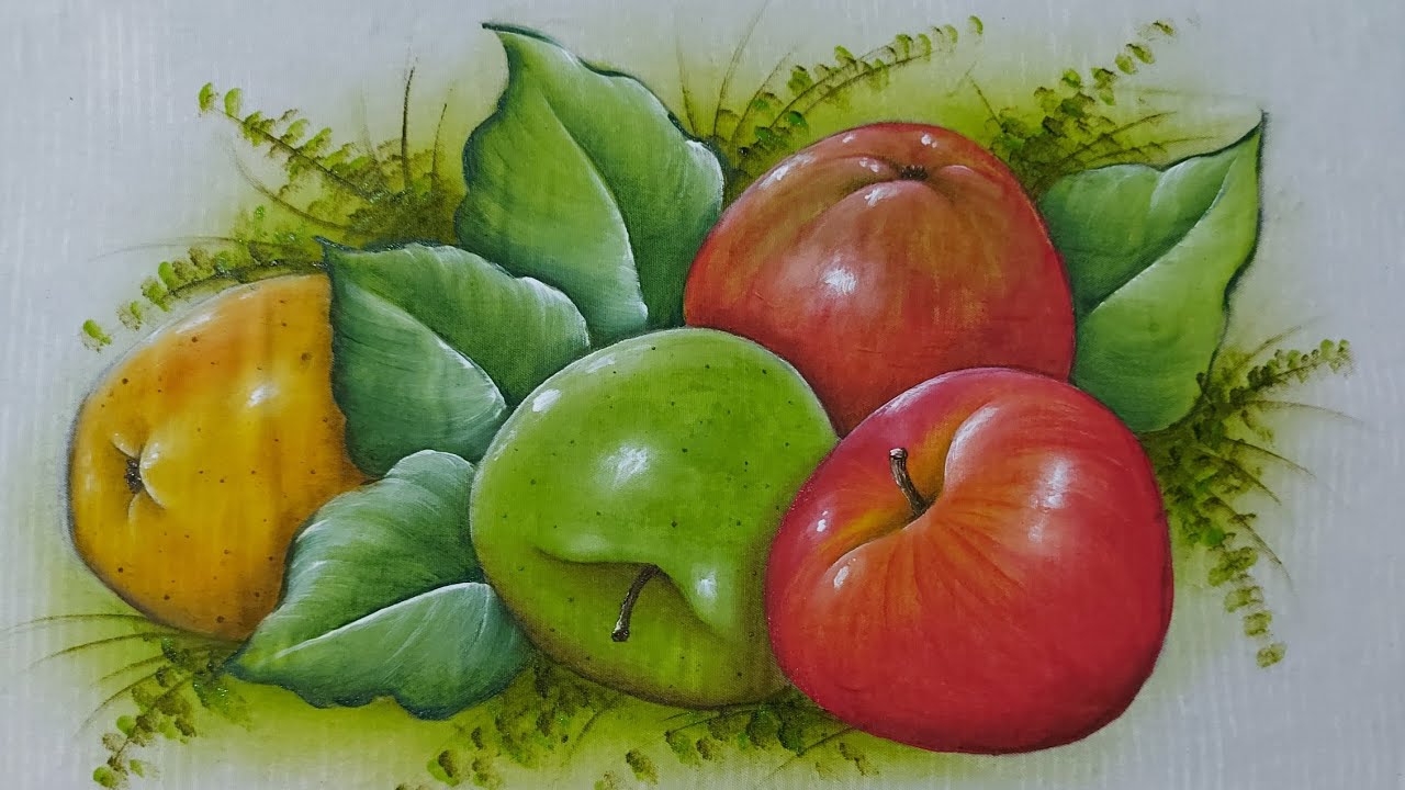 Pintura para iniciantes (como pintar maçãs em tecido)