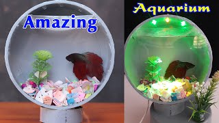 DIY Aquarium | Amazing Mini Aquarium using PVC Pipes | LED Night Light