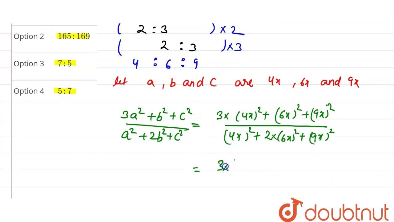 If a:b=2:3 and b:c = 2:3, then the value of (3a^2+b^2+c^2): (a^2+2b^2+c ...