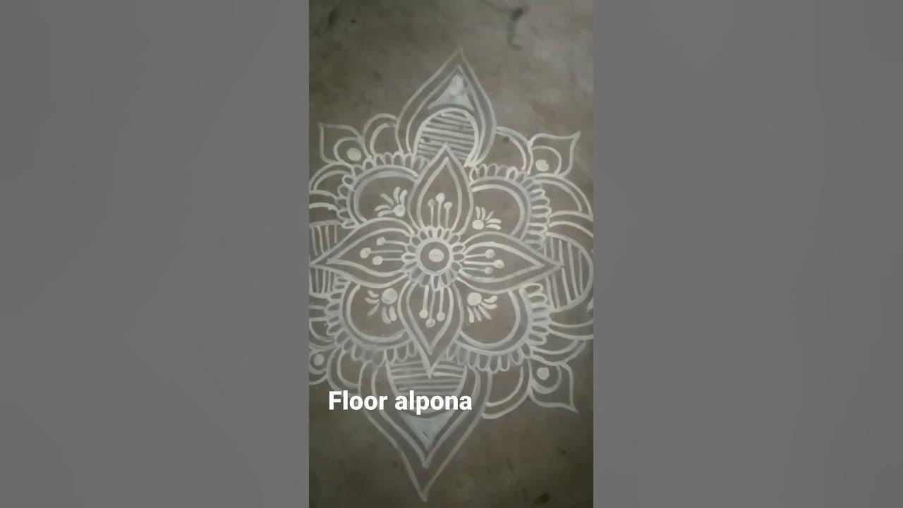 simple floor alpona desing - YouTube
