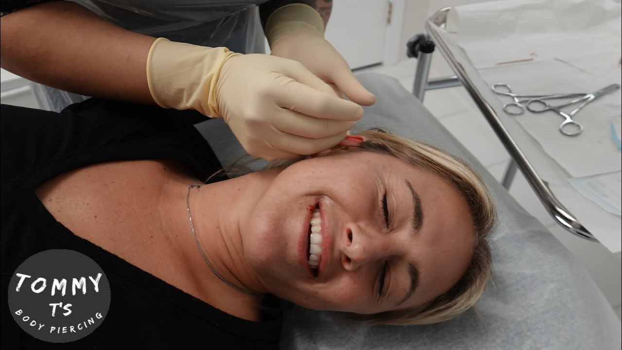 Codi's new Double Cartilage Piercing! Tommy T's Body Piercing Huntington Beach CA