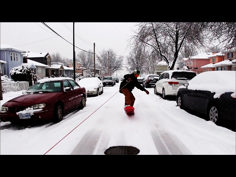Snowboarding the streets of Vancouver