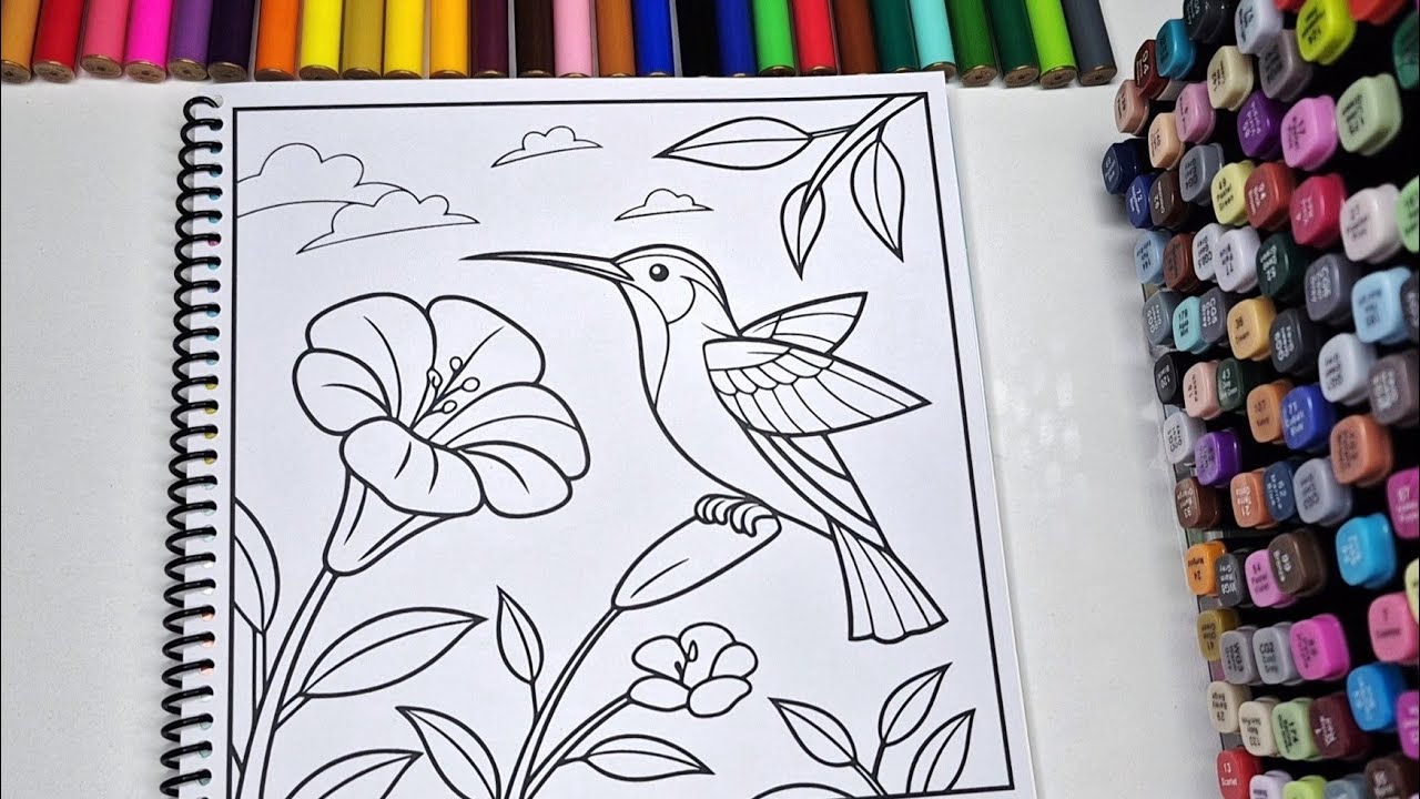 ASMR Color with Me | Beautiful Bird & Flower Coloring 🌸 Cozy Relaxing Art