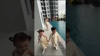 Can't stay away from the water, these two rascals. The kids' laughter is so bright and adorable #...