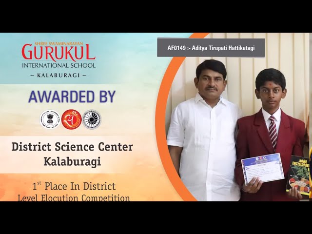 Awarded By District Science Center, Kalaburagi On Elocution Competition, #Gurukulkalaburagi