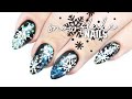 SNOWFLAKE NAILS WITH FLAKES AND MATTE TOPCOAT | Hand Painted | Madam Glam perfect black