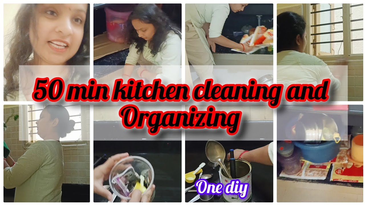 Gandi kitchen se chamakti kitchen|| 50 min kitchen cleaning and organizing 🌺💫