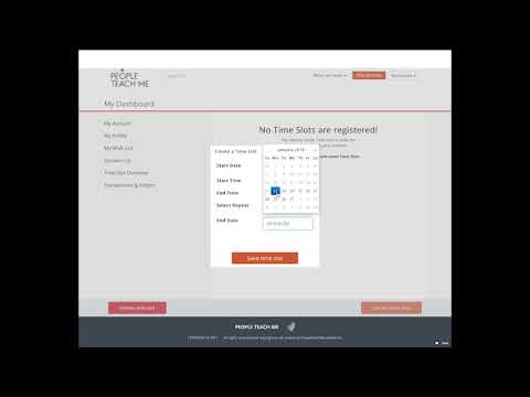 Create your calendar - using Time Slots at peopleteachme.com