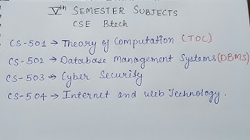 Introduction of 5th Semester Subjects CS branch
