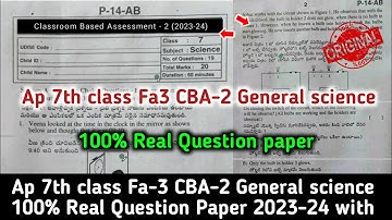 💯7th class fa3 ps&ns question paper and answers 2024|7th class science Fa3 cba-2 answer key 2024