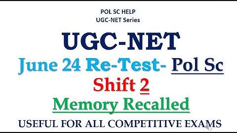 ANALYSIS OF  MEMORY RECALLED JUNE 2024 PAPER OF UGC NET PAPER 2-POLITICAL SCIENCE- SHIFT TWO