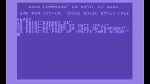 "Binary 01" (1986) on the Commodore 64
