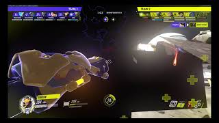 Overwatch - Reinhardt charge glitch on Horizon map...