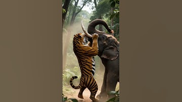 Tiger vs Elephant 🐅🐘 | Wild Showdown in the Jungle!  #animalfight #tiger #shortfilm #wildlifebattle