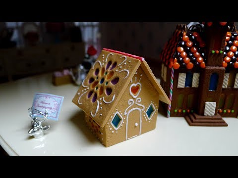 How to make Gingerbread House with Stained-Glass Windows (miniature) DIY ミニチュアジンジャーブレッドハウス作り