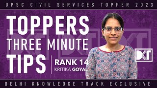 UPSC CSE | Toppers Three Minute Tips | By Rank 14 CSE 2022 Kritika Goyal by Delhi Knowledge Track 1,813 views 2 weeks ago 3 minutes