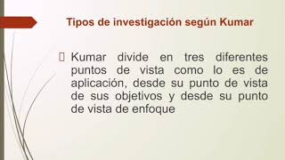 Tipos de investigacion cientifica y tipos de investigacion segun kumar