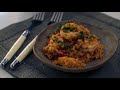 Arroz rojo con camarones