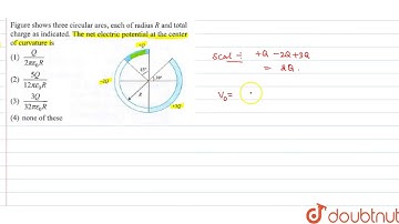 (Figure 3.139) shows three circular arcs, each of radius `R` and total charge as indicated.