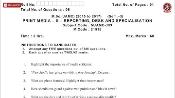 MSC JAMC 3RD SEM PRINT MEDIA 2ND REPORTING DESK AND SPECIALISATION MAY 2019 | PTU