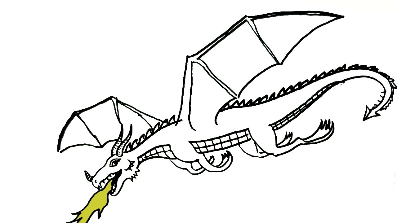 How to draw a Dragon Flying - in easy steps for children ...