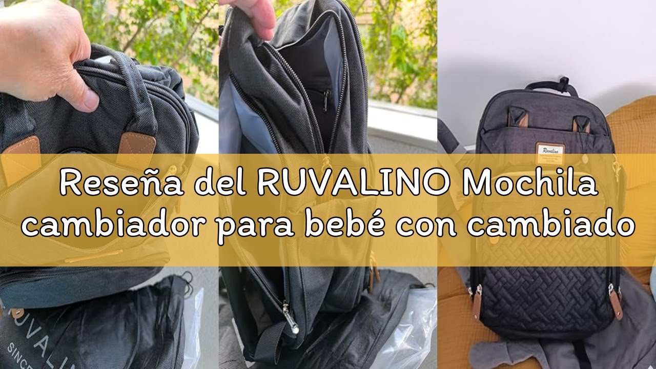 Reseña del RUVALINO Mochila cambiador para bebé con cambiador portátil, soporte para chupete y corre