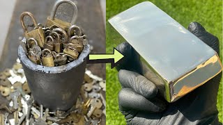 Padlock Bulk Key Melt Down - Trash To Treasure - ASMR Metal Melting - BigStackD Brass Casting