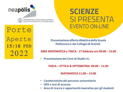 Porte Aperte 2022 - Scienze - Matematica, Fisica, Ottica