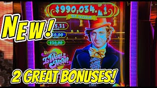 OMG! Two Great Golden Egg Bonuses on the NEW Wonka Slot!