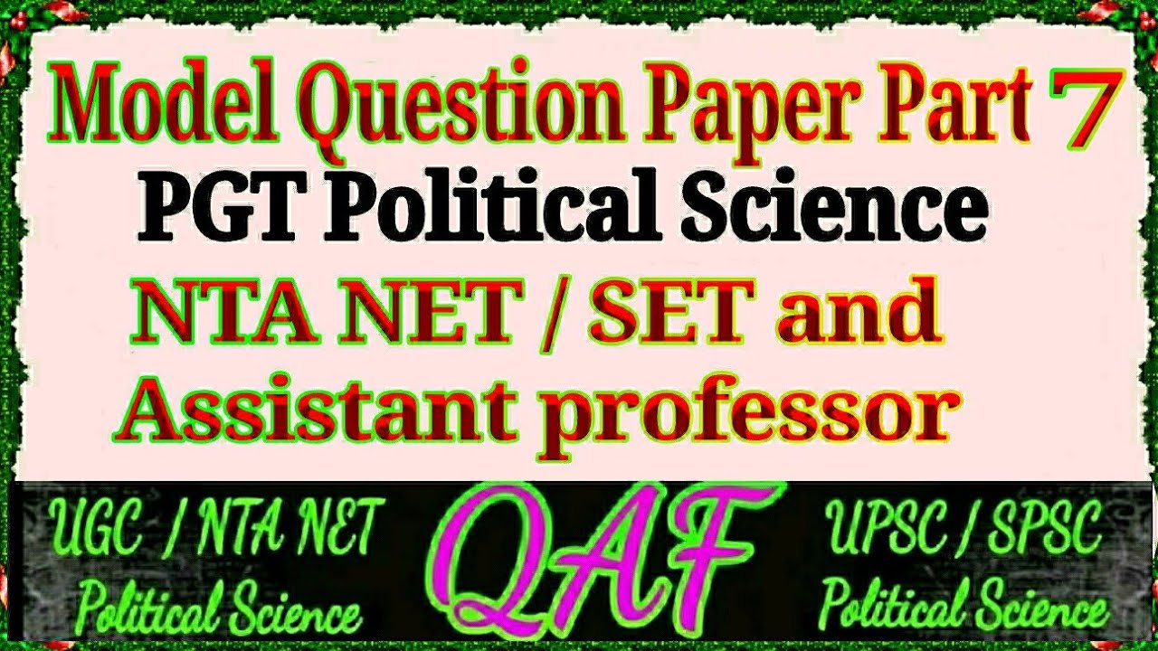 HPPSC PGT Political Science 2010 (Model Question Paper for NTA NET, SET, TGT, PGT AND A.P)