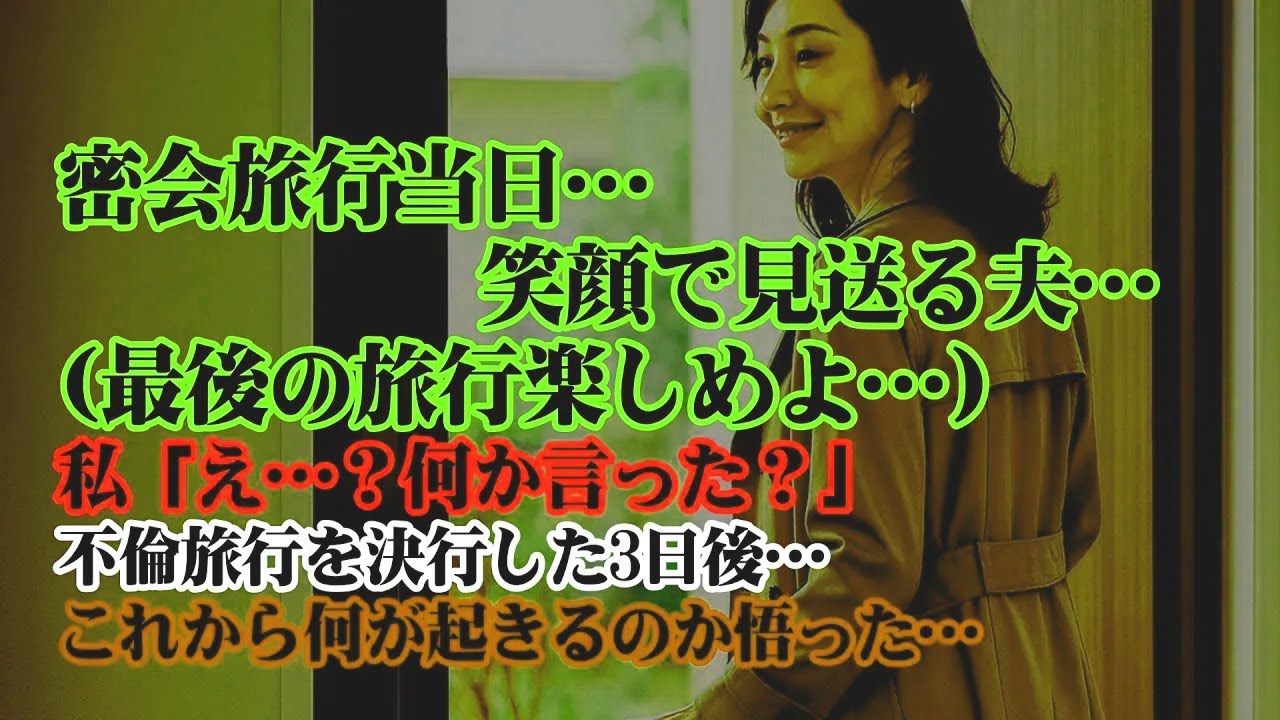 【離婚】秘密の旅行当日、夫は笑顔で（最後の旅行楽しんでね）、私は「ふーん…」と言いました。