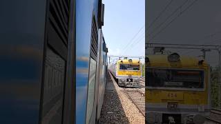 LHB parallel race with Emu local #shortsfeed #indianrailways #train #youtube #trending #railway #yt